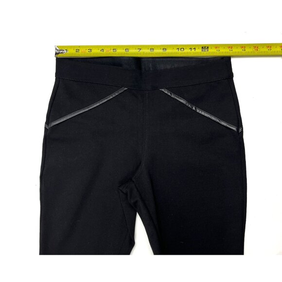 Max Studio Black Skinny Pants Leggings Faux Leather Trim Pull on Size Small - Picture 4 of 12